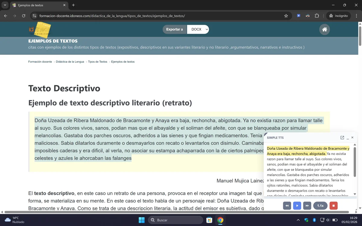 Captura de pantalla del modo Modal Flotante en tema claro