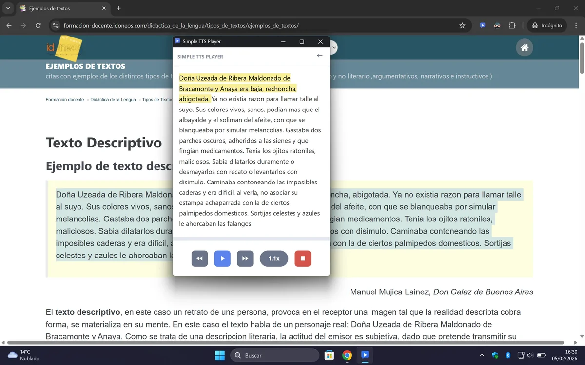Captura de pantalla del modo Ventana Independiente en tema claro